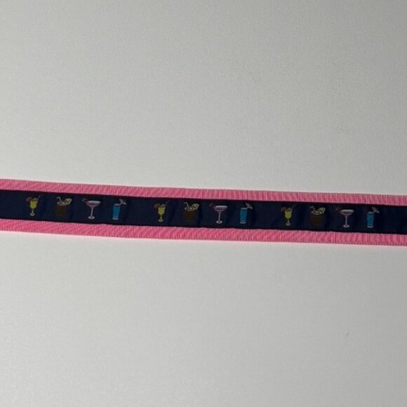 CK Bradley Preppy Cocktail Drink Ribbon Overlay Belt Silver D-Ring Closure Small - Picture 6 of 8